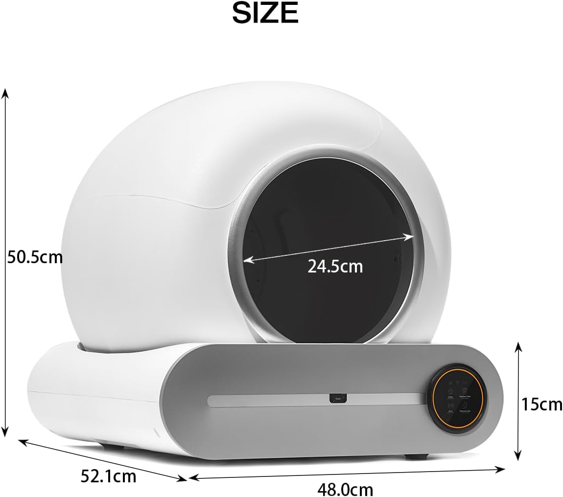 QraraZL Selbstreinigende Katzentoilette, Automatisches Katzenklo mit APP-Steuerung, Katzenklo Selbstreinigend, Smart Health Monitor (Automatisch)