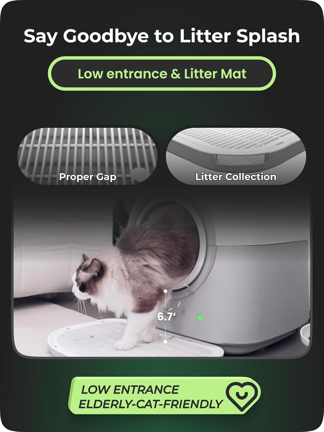 Katzenklo Selbstreinigend Katzentoilette Groß XXL, Automatisches Katzenklo Elektrisches, APP-Steuerung, Selbstreinigendes Katzenklo für 2 Katzen Mehrere Katzen, TY-PRO