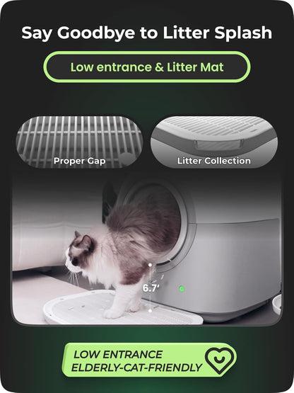 Katzenklo Selbstreinigend Katzentoilette Groß XXL, Automatisches Katzenklo Elektrisches, APP-Steuerung, Selbstreinigendes Katzenklo für 2 Katzen Mehrere Katzen, TY-PRO