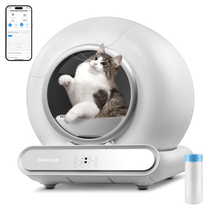 Katzenklo Selbstreinigend Katzentoilette Groß XXL 68L, Automatisches Katzenklo mit Müllsäcken, Niedriger Einstieg mit APP-Steuerung Elektrisches Katzenklo, für 2 Katzen Cat Selbstreinigendes Katzenklo