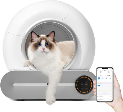 QraraZL Selbstreinigende Katzentoilette, Automatisches Katzenklo mit APP-Steuerung, Katzenklo Selbstreinigend, Smart Health Monitor (Automatisch)