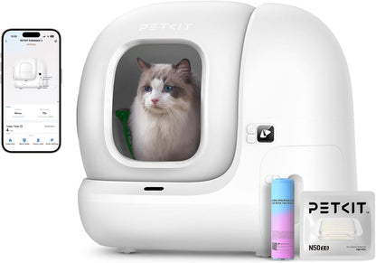 PETKIT Pura Max 2 Selbstreinigende Katzentoilette, 76L Katzenklo Selbstreinigend,xSecure,Geruchsbeseitigung,App-Steuerung,Große Fassungsvermögen,für Mehrere Katzen（Deo und Sandkissen Frei, mit N50）