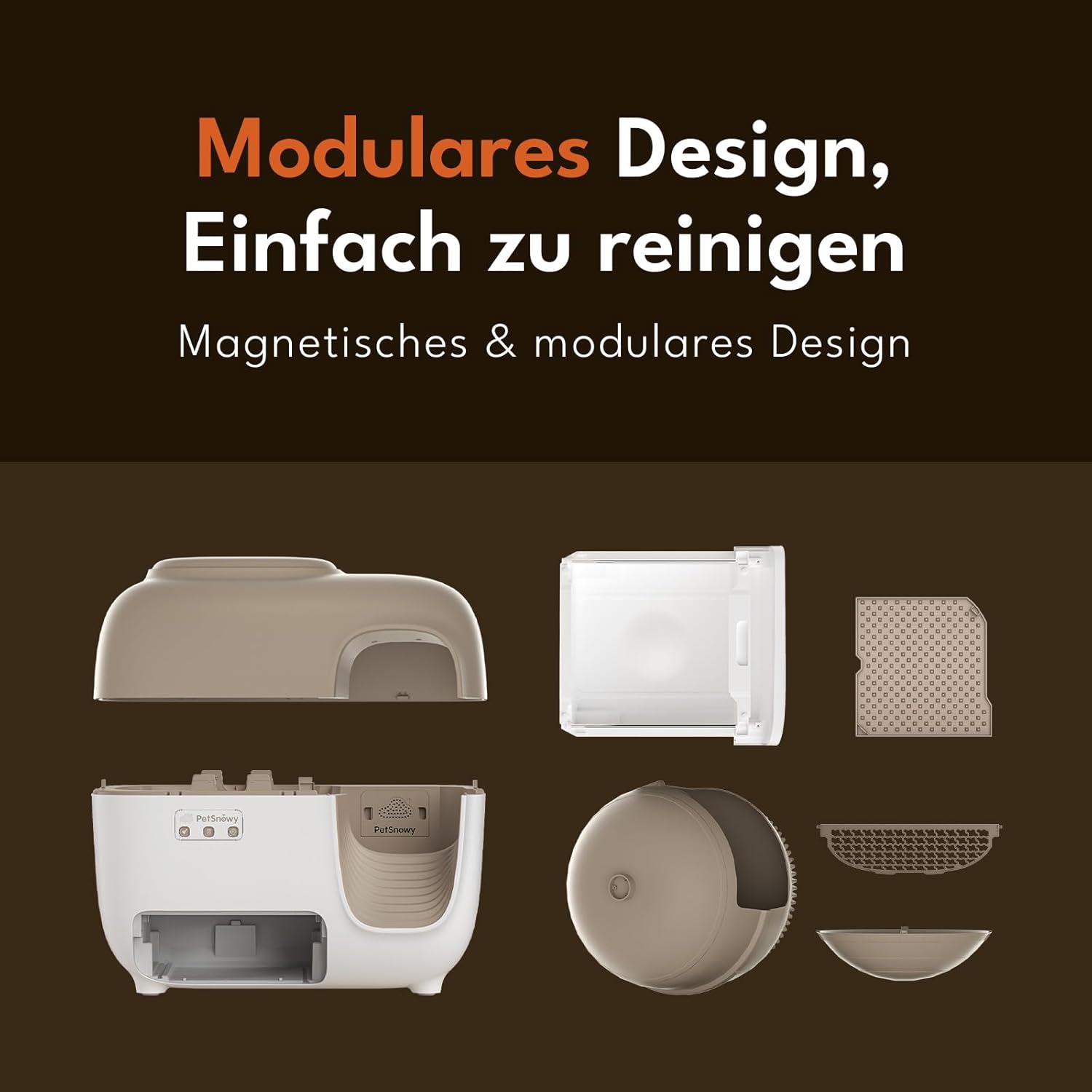 PetSnowy Katzenklo Selbstreinigend Katzentoilette mit TiO2-Geruchskontrollsystem, App-Steuerung, Auto-Packing für große Katzen & Mehrkatzenhaushalte 1,5-9 kg, Max Kapazität von 83L (2025 Premium)