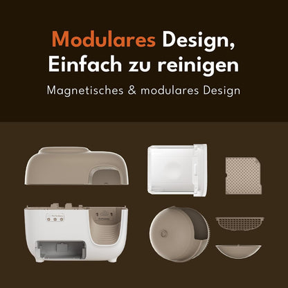 PetSnowy Katzenklo Selbstreinigend Katzentoilette mit TiO2-Geruchskontrollsystem, App-Steuerung, Auto-Packing für große Katzen & Mehrkatzenhaushalte 1,5-9 kg, Max Kapazität von 83L (2025 Premium)