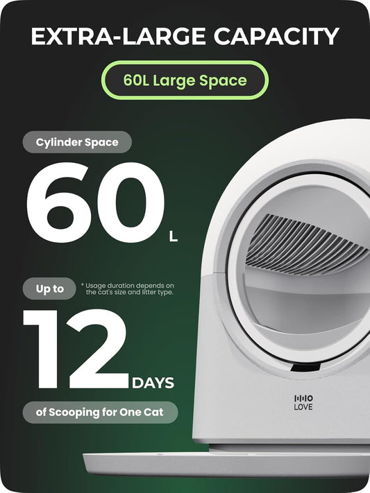 Katzenklo Selbstreinigend Katzentoilette Groß XXL, Automatisches Katzenklo Elektrisches, APP-Steuerung, Selbstreinigendes Katzenklo für 2 Katzen Mehrere Katzen, TY-PRO