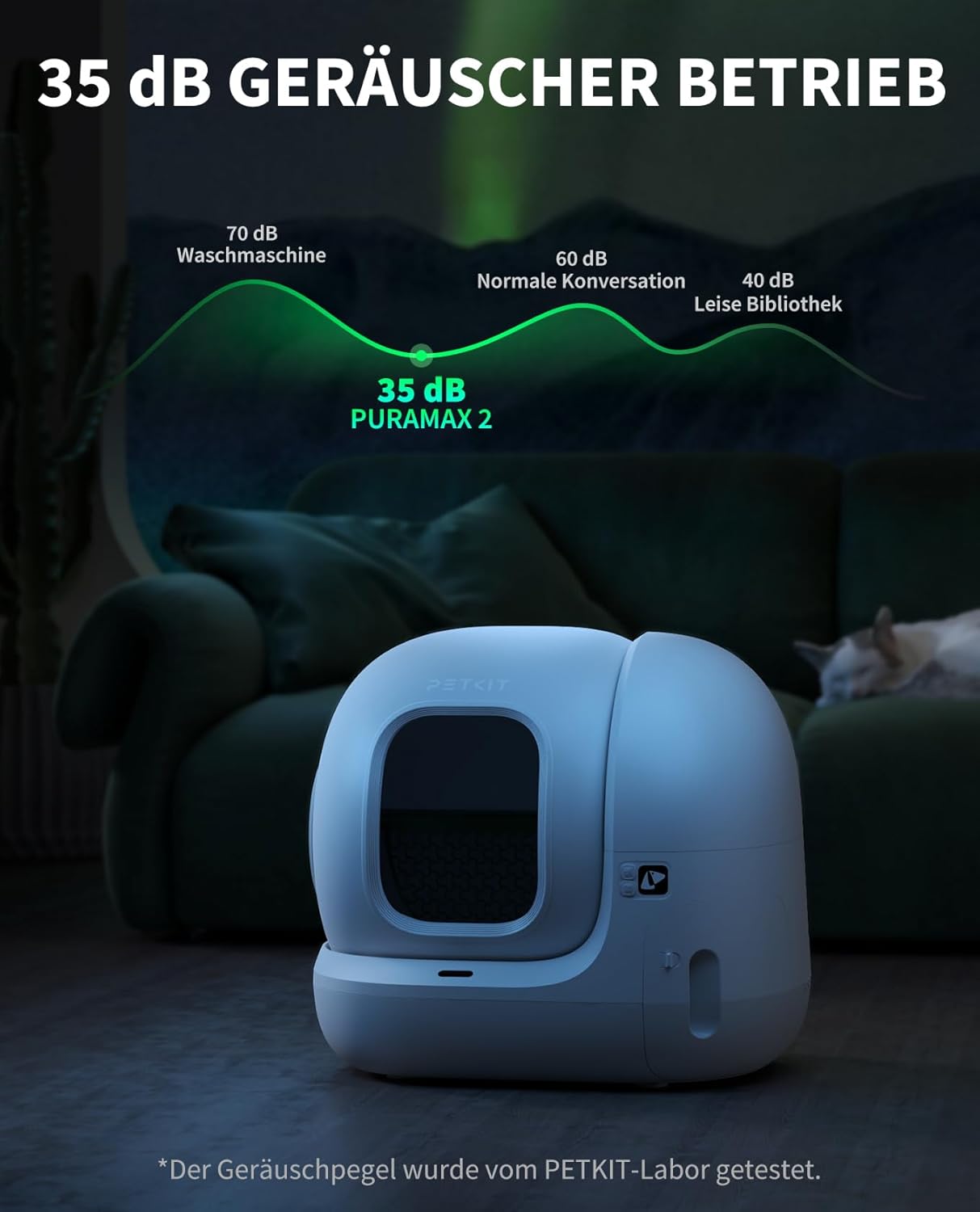 PETKIT Pura Max 2 Selbstreinigende Katzentoilette, 76L Katzenklo Selbstreinigend,xSecure,Geruchsbeseitigung,App-Steuerung,Große Fassungsvermögen,für Mehrere Katzen（Deo und Sandkissen Frei, mit N50）