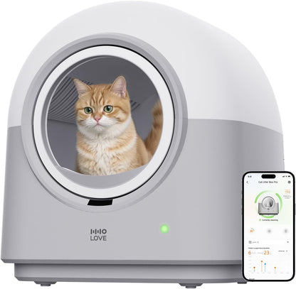Katzenklo Selbstreinigend Katzentoilette Groß XXL, Automatisches Katzenklo Elektrisches, APP-Steuerung, Selbstreinigendes Katzenklo für 2 Katzen Mehrere Katzen, TY-PRO