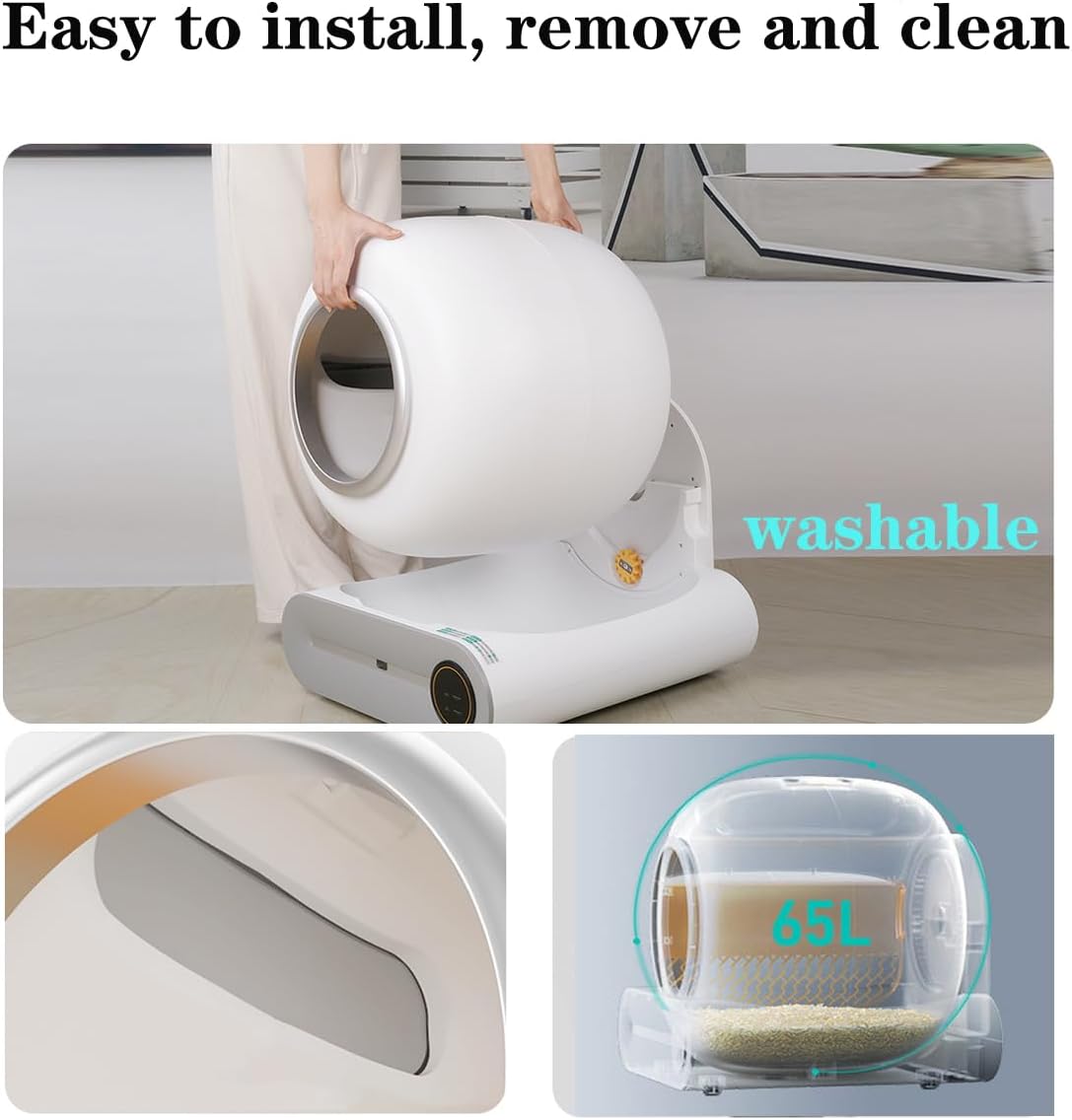 QraraZL Selbstreinigende Katzentoilette, Automatisches Katzenklo mit APP-Steuerung, Katzenklo Selbstreinigend, Smart Health Monitor (Automatisch)