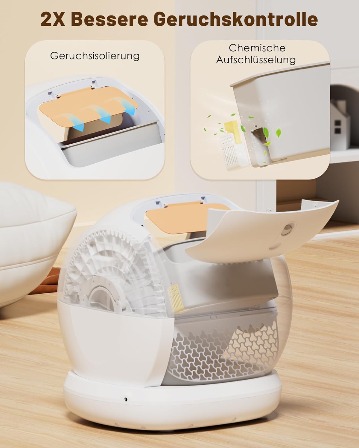 UBPET C20 Selbstreinigende Katzentoilette Katzenklo Selbstreinigend, Breite Öffnung/Großer Raum/Niedriger Einstieg/APP-Steuerung Selbstreiniges Katzenklo, Automatische Elektrisches Katzenklo