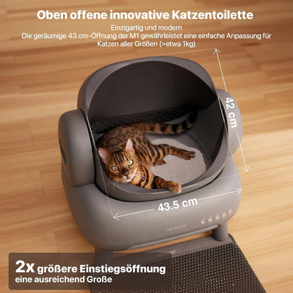 Neakasa M1 Oben offene Katzenklo selbstreinigend Katzentoilette XXL, Geruchsfreie, Hygienisch, App-Steuerung, Große Fassungsvermögen, mit Katzenstreu Matte, Cat Litter Box mit für mehrere Katzen