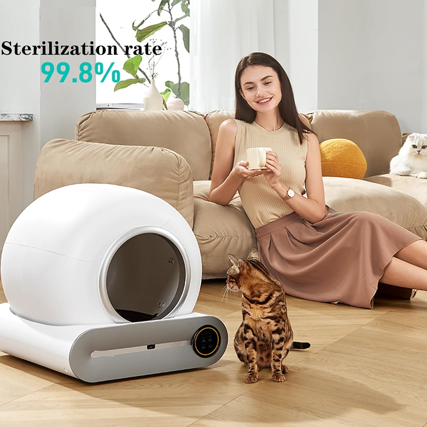 QraraZL Selbstreinigende Katzentoilette, Automatisches Katzenklo mit APP-Steuerung, Katzenklo Selbstreinigend, Smart Health Monitor (Automatisch)