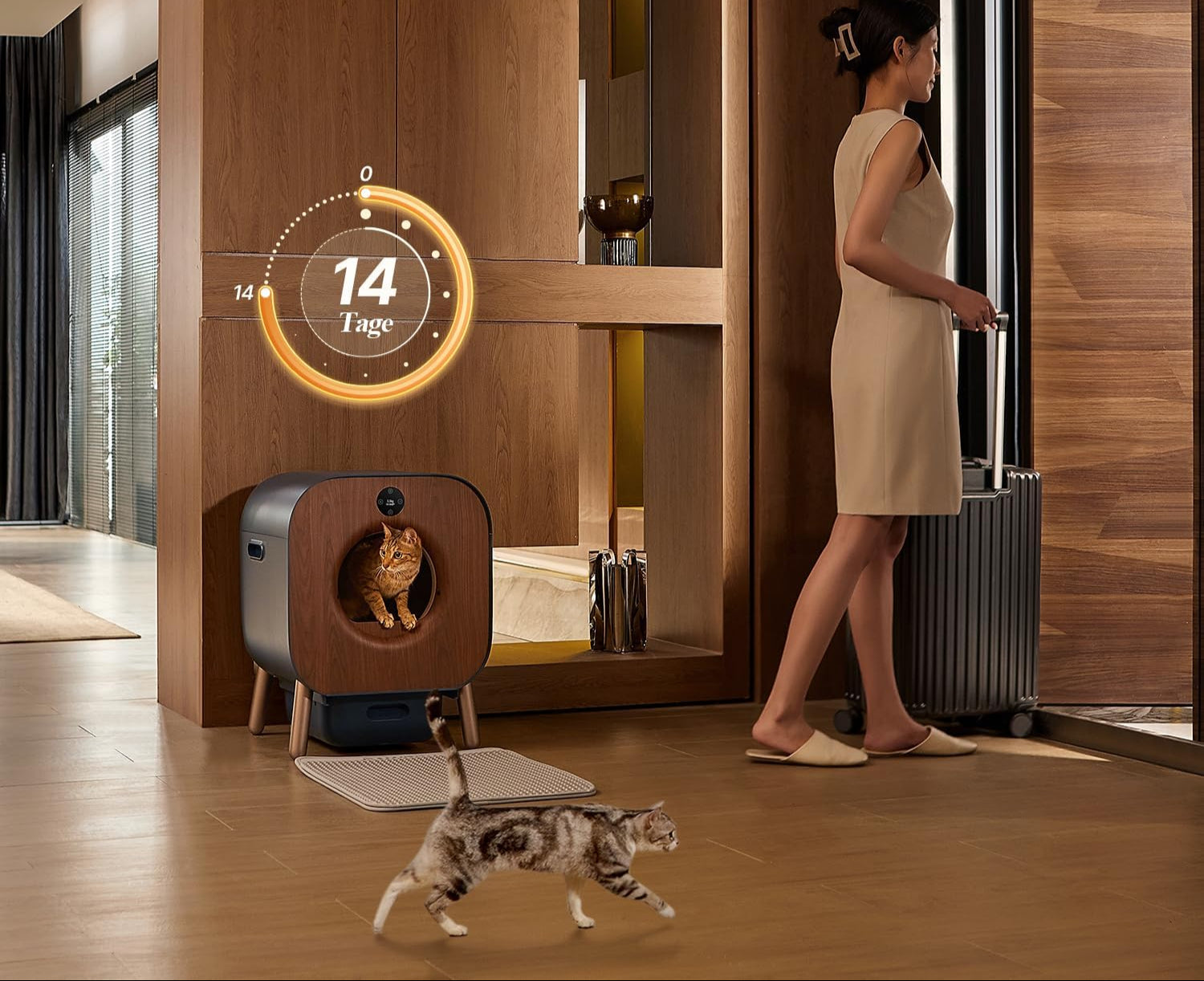 PAWBBY P1 Ultra Katzenklo Selbstreinigend, Selbstreinigende Katzentoilette, TÜV-Zertifizierung, Anti-Klemm-/Pflanzendesodorierendes Design, App-Steuerung, Extra Groß für Mehrere Katzen