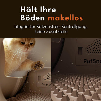 PetSnowy Katzenklo Selbstreinigend Katzentoilette mit TiO2-Geruchskontrollsystem, App-Steuerung, Auto-Packing für große Katzen & Mehrkatzenhaushalte 1,5-9 kg, Max Kapazität von 83L (2025 Premium)