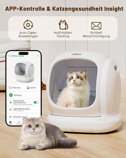 UBPET C20 Selbstreinigende Katzentoilette Katzenklo Selbstreinigend, Breite Öffnung/Großer Raum/Niedriger Einstieg/APP-Steuerung Selbstreiniges Katzenklo, Automatische Elektrisches Katzenklo