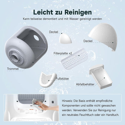 Amicura Cura 2 Selbstreinigende Katzentoilette, 360-Grad-Erkennung Intelligente Anti-Falle, App-Steuerung, 65L Katzenklo Selbstreinigend mit Offenem Dachfenster, Anti-Odor Große Elektrisches Katzenklo