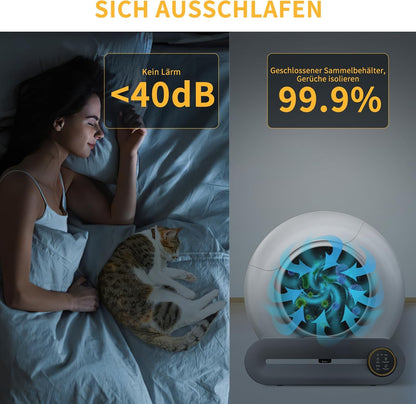 Katzenklo Selbstreinigend Katzentoilette Groß XXL 68L, Automatisches Katzenklo mit Müllsäcken, Niedriger Einstieg mit APP-Steuerung Elektrisches Katzenklo, für 2 Katzen Cat Selbstreinigendes Katzenklo