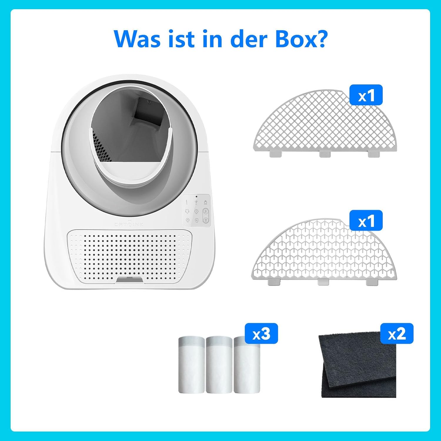 CATLINK Pro-X Selbstreinigendes Katzenklo mit APP-13L Abfallbehälter für große Katzen, 4 Reinigungsmodi, 4-fache Geruchskontrolle (Ozon+UV+Aktivkohle+Deo-Gel), Multi-Katzen-Erkennung (Weiß)