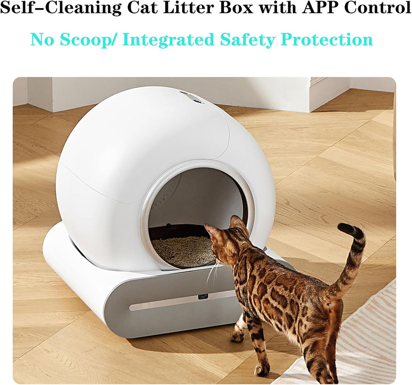 QraraZL Selbstreinigende Katzentoilette, Automatisches Katzenklo mit APP-Steuerung, Katzenklo Selbstreinigend, Smart Health Monitor (Automatisch)