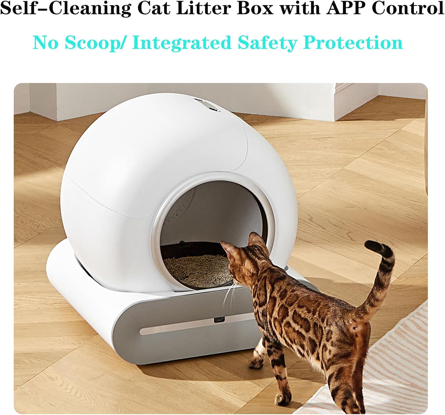 QraraZL Selbstreinigende Katzentoilette, Automatisches Katzenklo mit APP-Steuerung, Katzenklo Selbstreinigend, Smart Health Monitor (Automatisch)