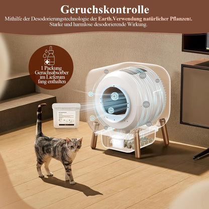 PAWBBY P1 Ultra Katzenklo Selbstreinigend, Selbstreinigende Katzentoilette, TÜV-Zertifizierung, Anti-Klemm-/Pflanzendesodorierendes Design, App-Steuerung, Extra Groß für Mehrere Katzen