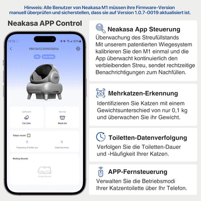 Neakasa M1 Oben offene Katzenklo selbstreinigend Katzentoilette XXL, Geruchsfreie, Hygienisch, App-Steuerung, Große Fassungsvermögen, mit Katzenstreu Matte, Cat Litter Box mit für mehrere Katzen