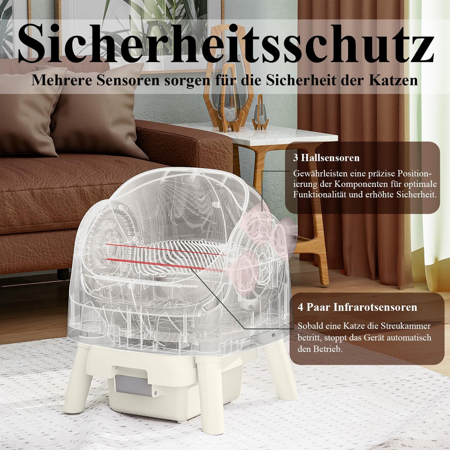 Selbstreinigende Katzentoilette – Automatische Reinigung, 10L Großes Fassungsvermögen, XL Katzenklo, Ideal für Vielbeschäftigte Haushalte