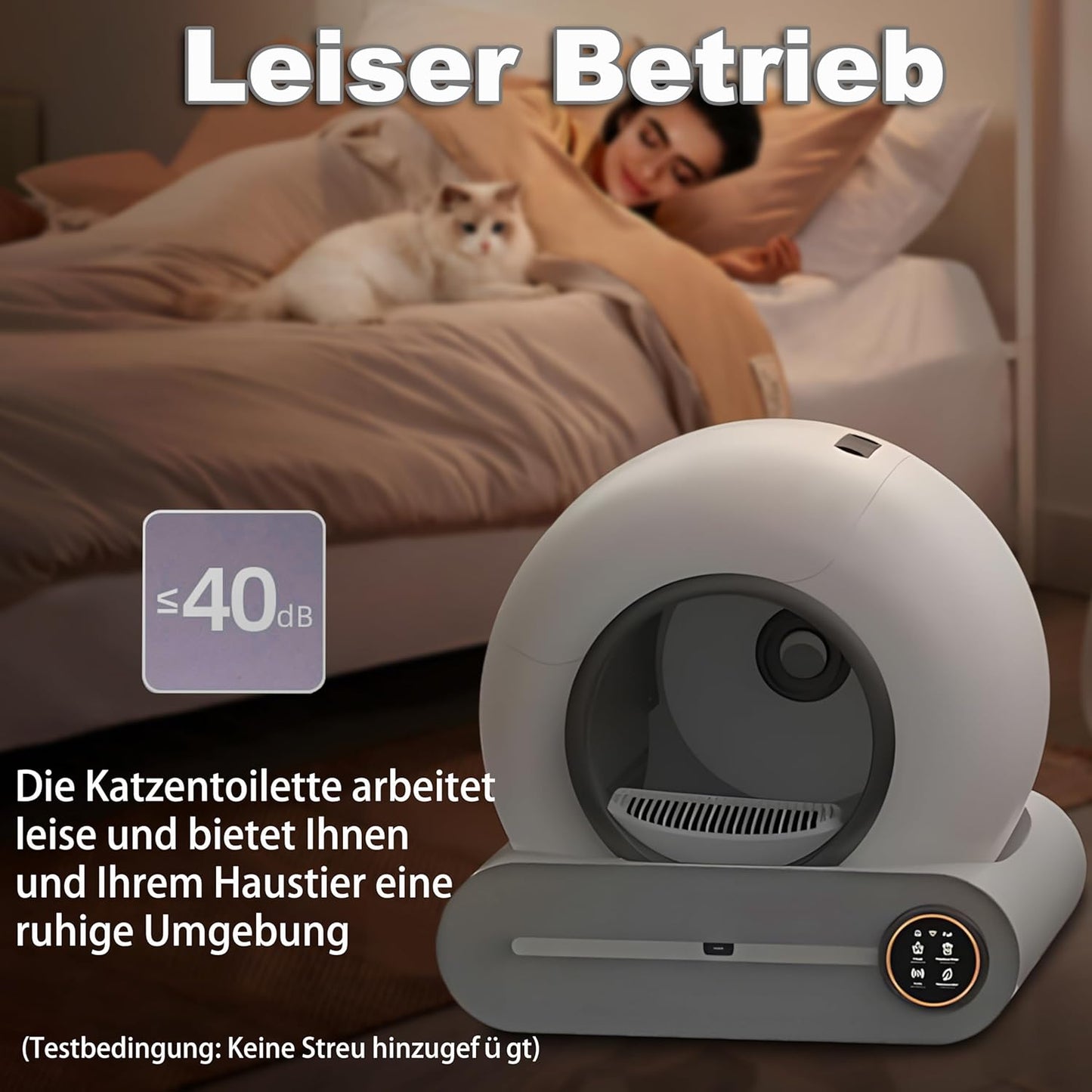 XQDKoon Katzenklo Selbstreinigend, 65L Selbstreinigende Katzentoilette mit 2 Rollen Müllsäcken und Katzenstreumatten, APP Steuerung, Überwachung der Gesundheit für Mehrere Katzen(A)