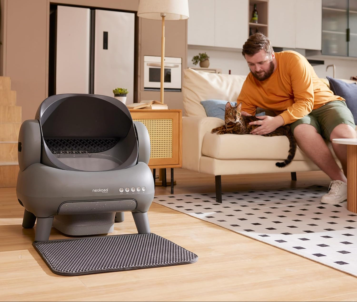 Neakasa M1 Oben offene Katzenklo selbstreinigend Katzentoilette XXL, Geruchsfreie, Hygienisch, App-Steuerung, Große Fassungsvermögen, mit Katzenstreu Matte, Cat Litter Box mit für mehrere Katzen